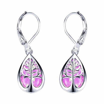 Silver Tree of Life Earrings with Opal - Mireille-Purple-Nora Luxe