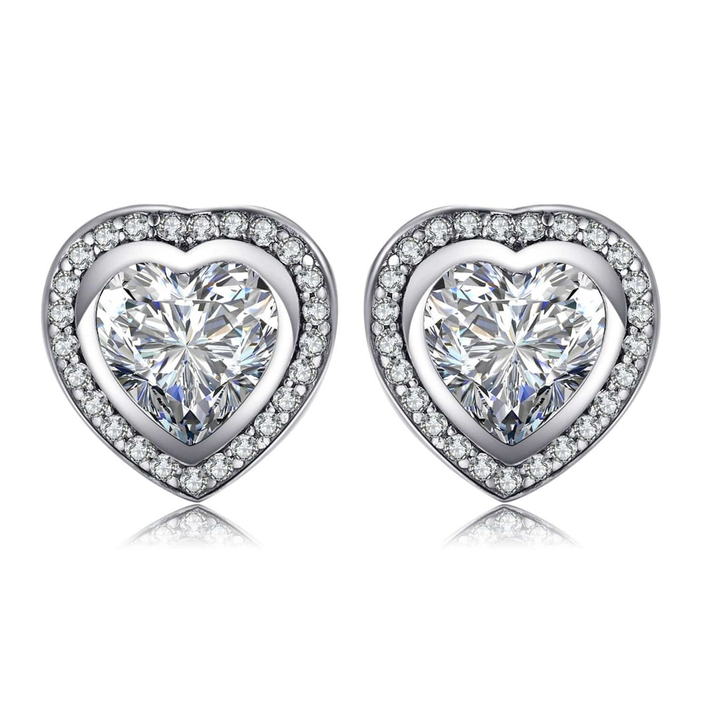 Silver Zirconia Heart-Shaped Earrings - Celestia-Nora Luxe