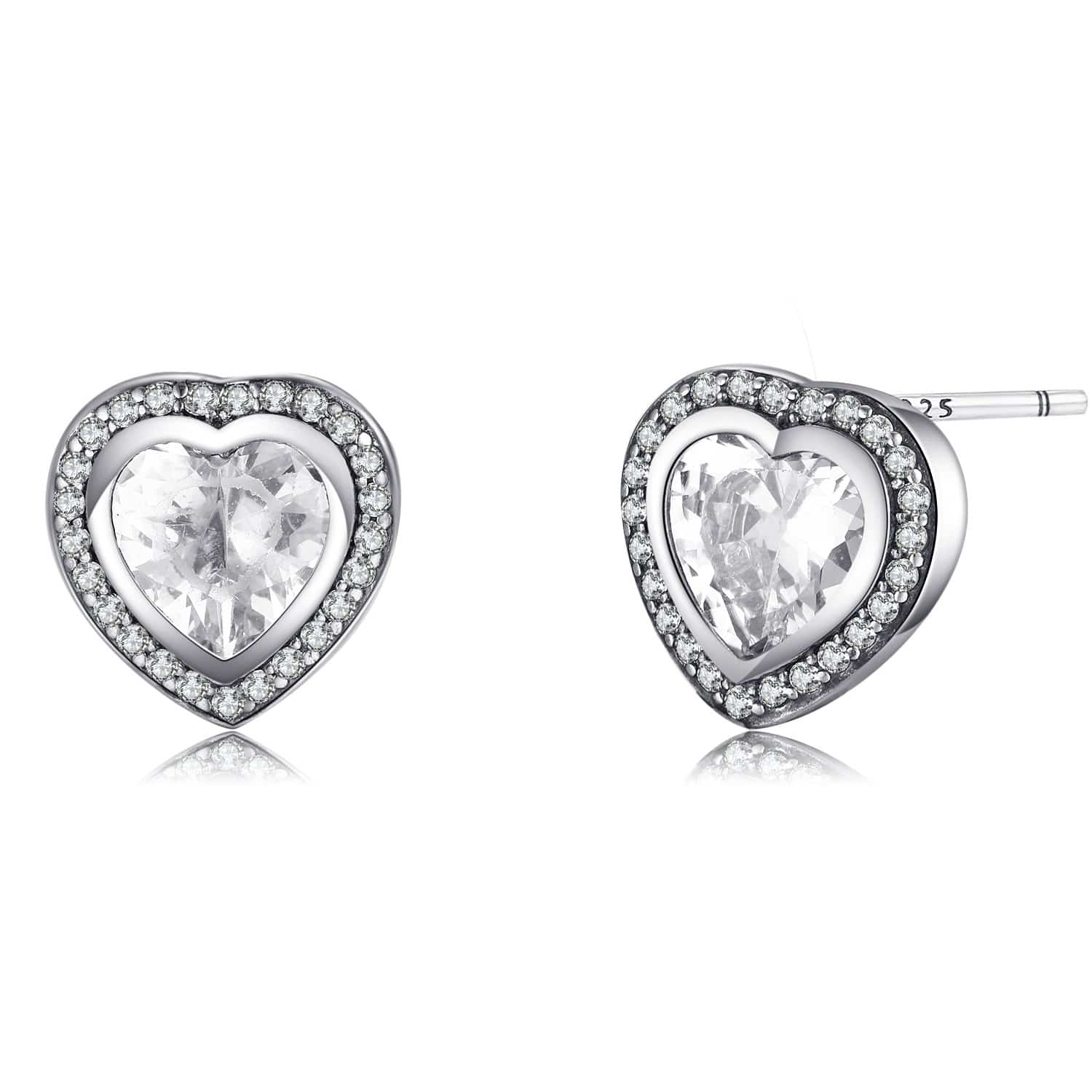Silver Zirconia Heart-Shaped Earrings - Celestia-Nora Luxe
