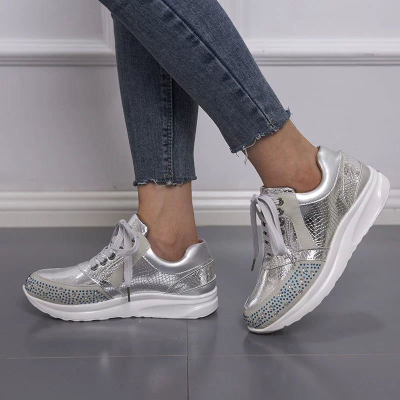 Trendy Women's Sneakers with Chunky Snakeskin Sole