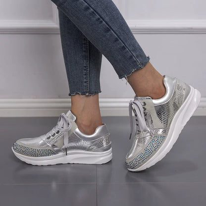 Trendy Women's Sneakers with Chunky Snakeskin Sole