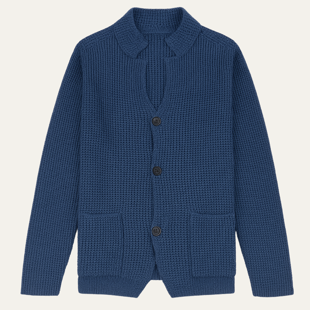 Men's Relaxed Fit Crew Neck Knit Cardigan Sweater - Nocini