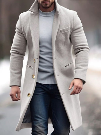 Slim Fit Mens Wool Overcoat Button Front - Nocini