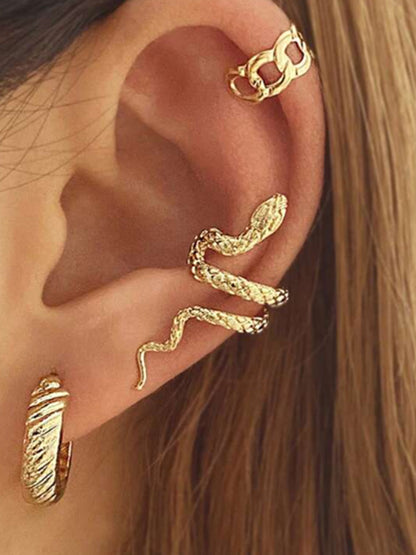 Sleek Serpent Shaped Earring Cuff - Pexav