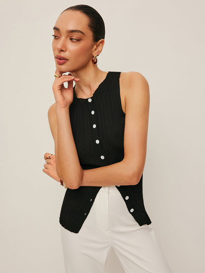 Summer Tank Ribbed Front Shirt