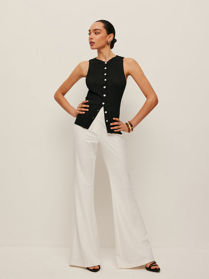 Summer Tank Ribbed Front Shirt