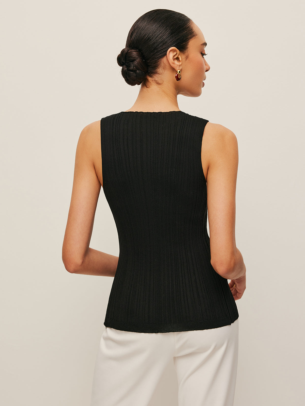 Summer Tank Ribbed Front Shirt