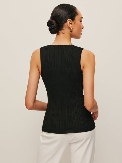 Summer Tank Ribbed Front Shirt