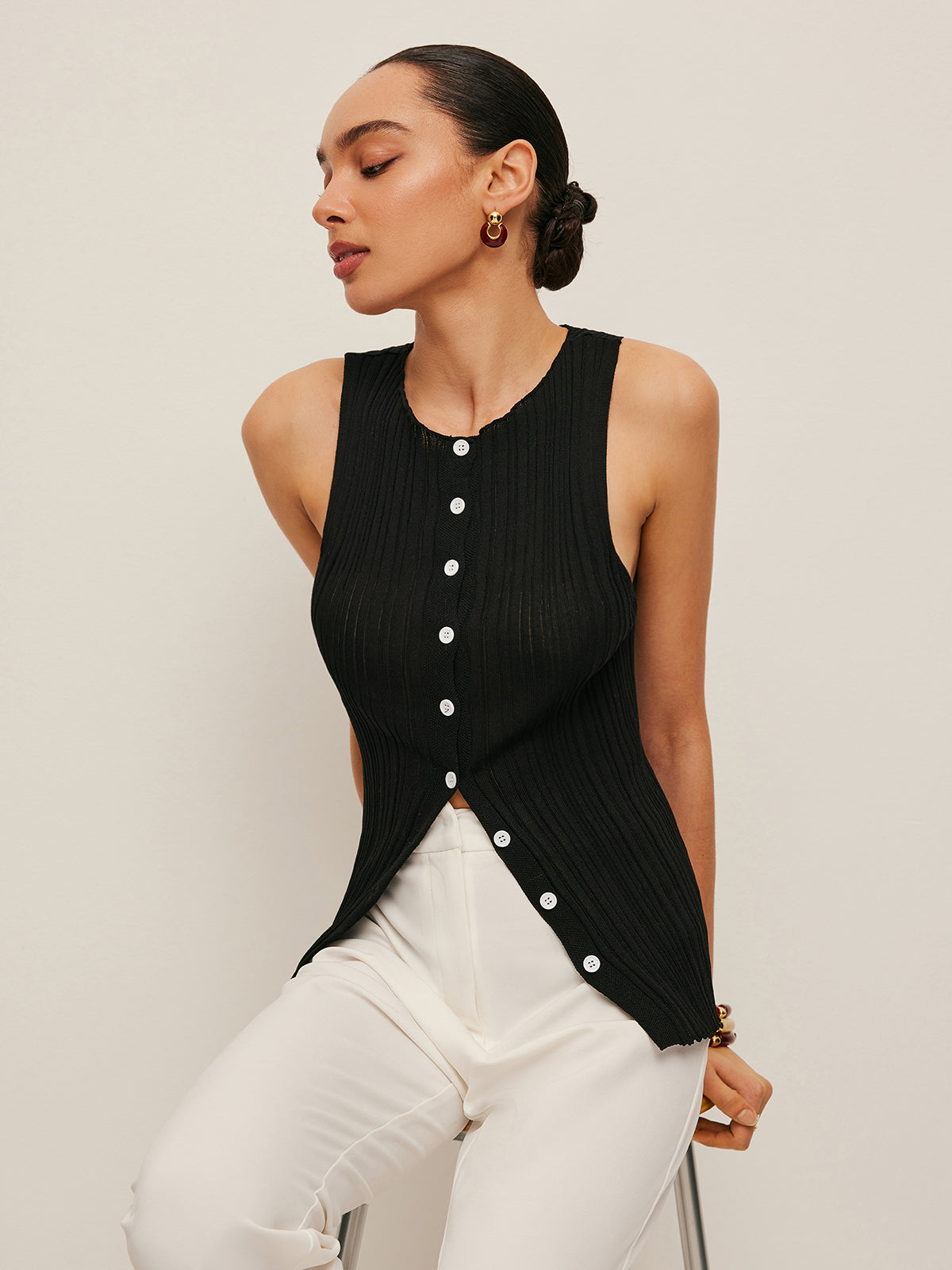 Summer Tank Ribbed Front Shirt - Pexav