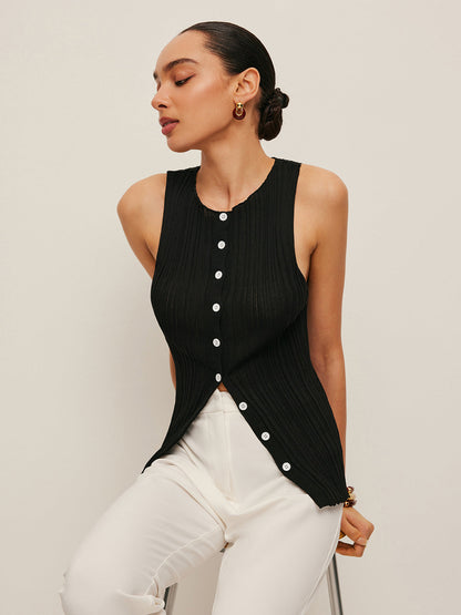 Summer Tank Ribbed Front Shirt - Pexav