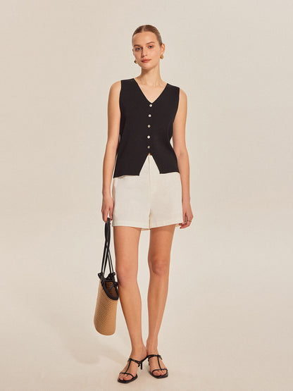 Summer Tank Knit Button Front Top