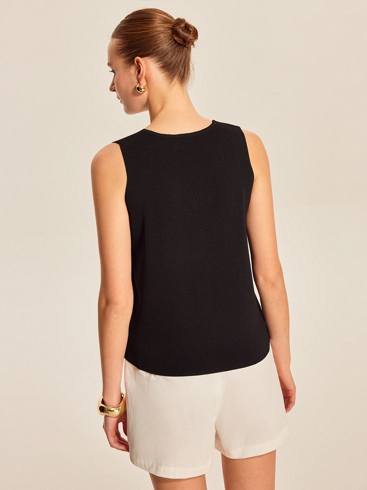 Summer Tank Knit Button Front Top