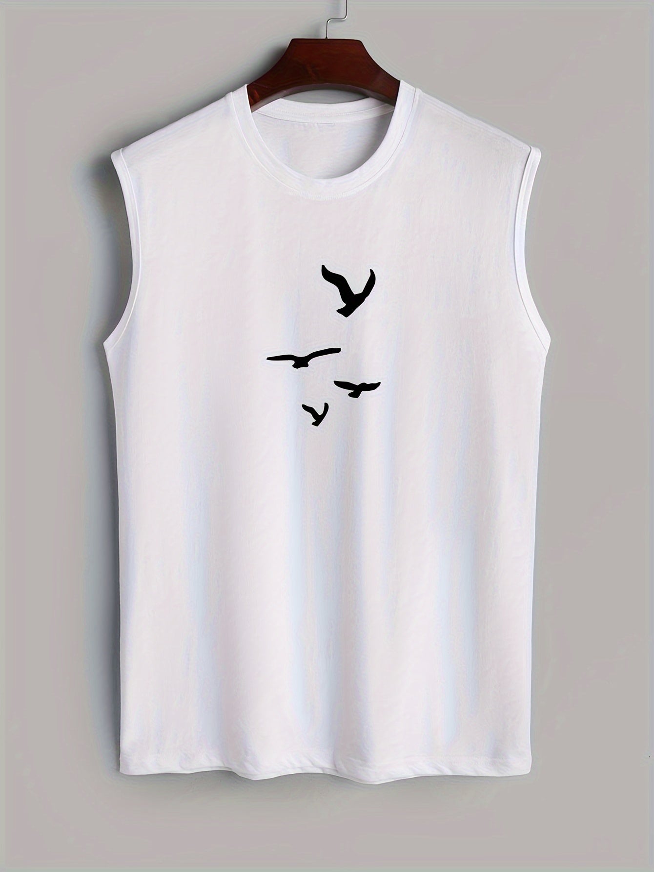 Sleeveless shirt with bird print cotton summer look - Noah (1+1 FREE)-White-M-Nora Luxe