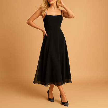 Sleeveless solid dress for women named Clara, featuring a minimalist cut, breathable fabric, and elegant fit perfect for summer outings and formal occasions.