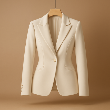 Slim fit women’s blazer with classic lapel design, ideal for casual outfits and year-round styling.
