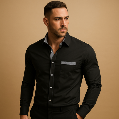 Men’s slim fit classic shirt with breathable fabric and timeless design, perfect for business and casual occasions.