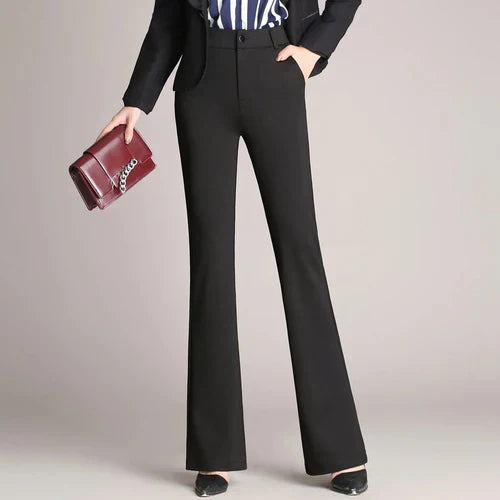Slim Fit Flared High Waist Trousers – Mila-Black-S-The Livary