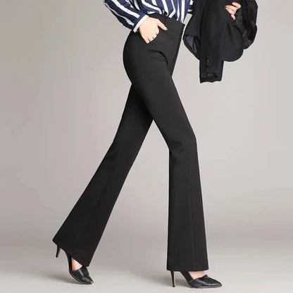 Slim Fit Flared High Waist Trousers – Mila-Black-S-The Livary