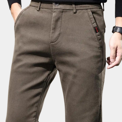Slim Fit Semi-Formal Trousers for Men - Luca-Brown-36-Nora Luxe