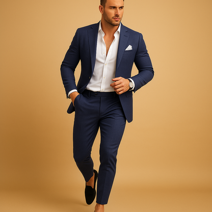 Classic Fit Mens Two Piece Suit Jacket Trousers - Nocini