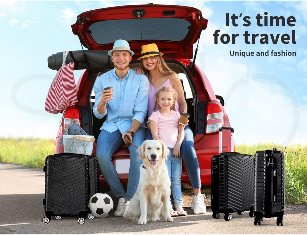 Lightweight Black Hardside Spinner Carry On Luggage