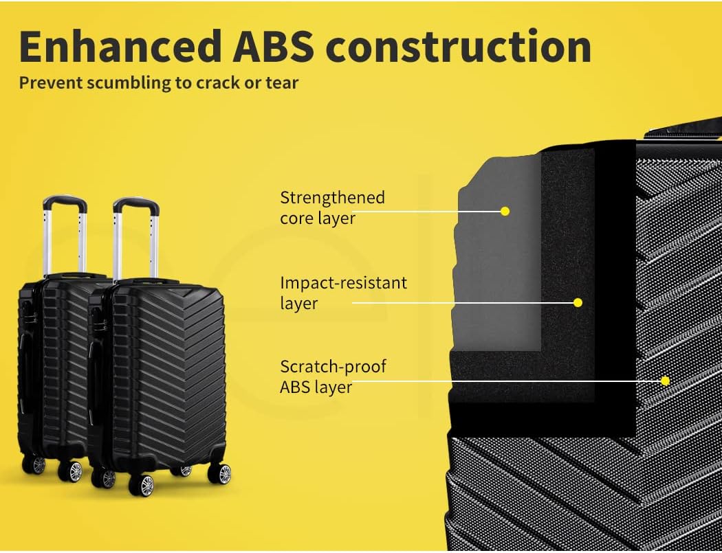Lightweight Black Hardside Spinner Carry On Luggage