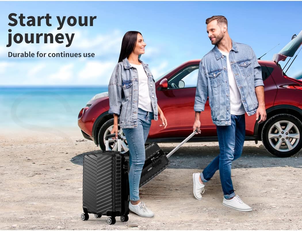 Lightweight Black Hardside Spinner Carry On Luggage