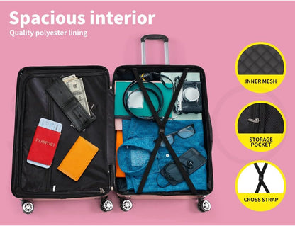 Durable Suitcase with Lock and 360 Wheels - Rosemont