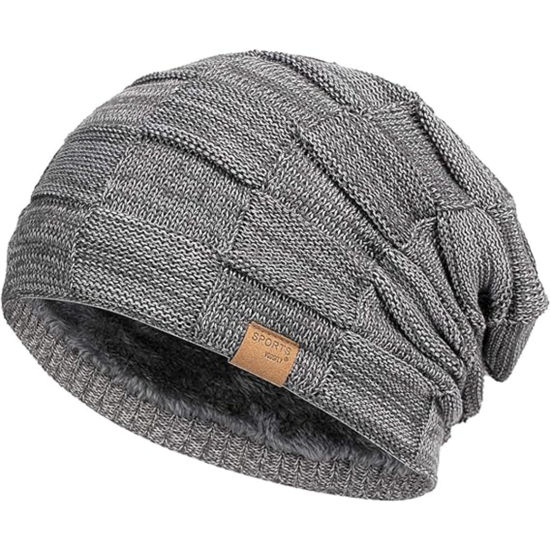 Slouch Beanie – Warm Knitted Winter Hat - Luca-Gray-Nora Luxe