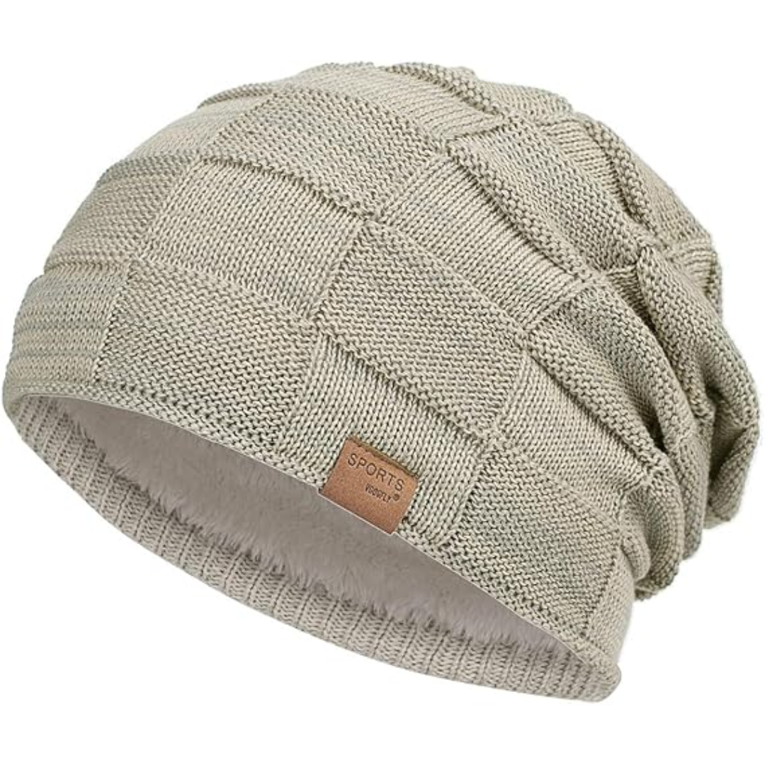 Slouch Beanie – Warm Knitted Winter Hat - Luca-Khaki-Nora Luxe