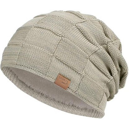 Slouch Beanie – Warm Knitted Winter Hat - Luca-Khaki-Nora Luxe