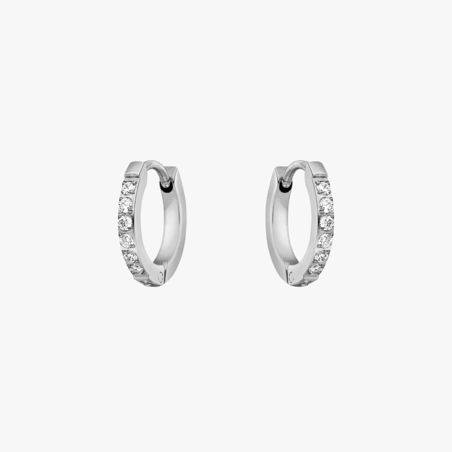 Small Hoops with Zirconia - Amara-Silver-Nora Luxe