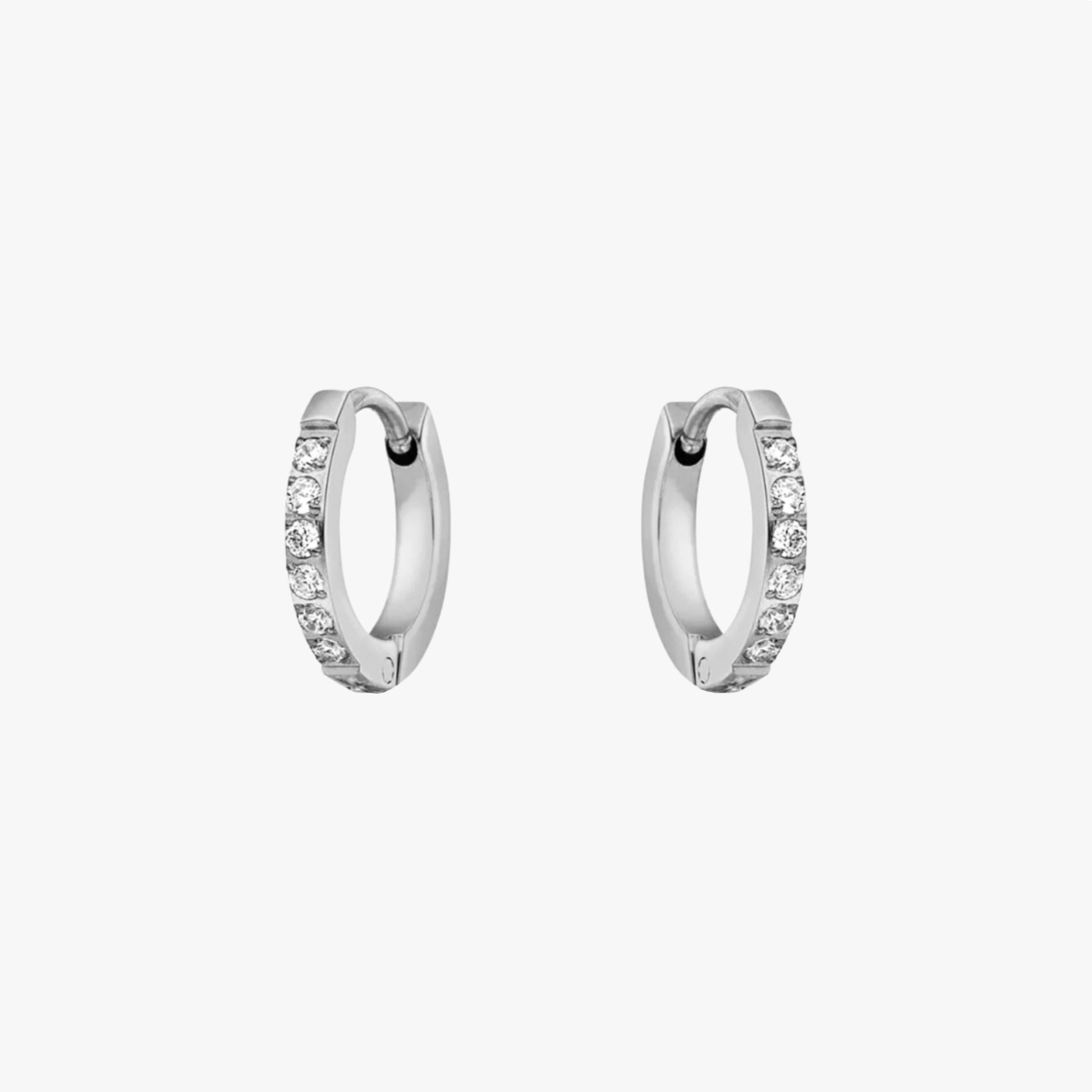 Small Hoops with Zirconia - Amara-Silver-Nora Luxe