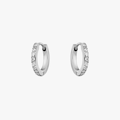 Small Hoops with Zirconia - Amara-Silver-Nora Luxe