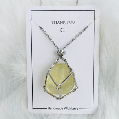 Small Natural Crystal Stone Bracelet Necklace - Iris-Citrine-Silver-Nora Luxe