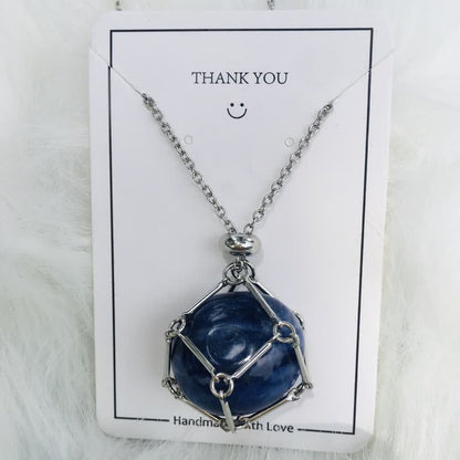 Small Natural Crystal Stone Bracelet Necklace - Iris-Lapis Lazuli-Silver-Nora Luxe