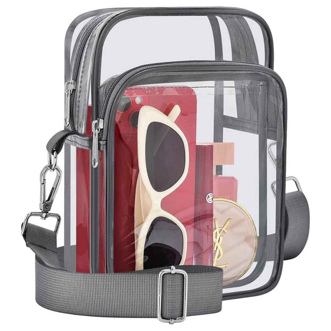 Small Transparent Handbag with Removable Strap - MiniVue-Gray-Nora Luxe