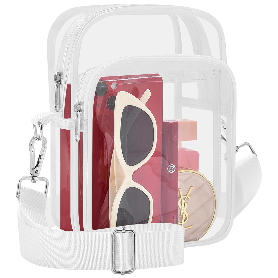 Small Transparent Handbag with Removable Strap - MiniVue-White-Nora Luxe
