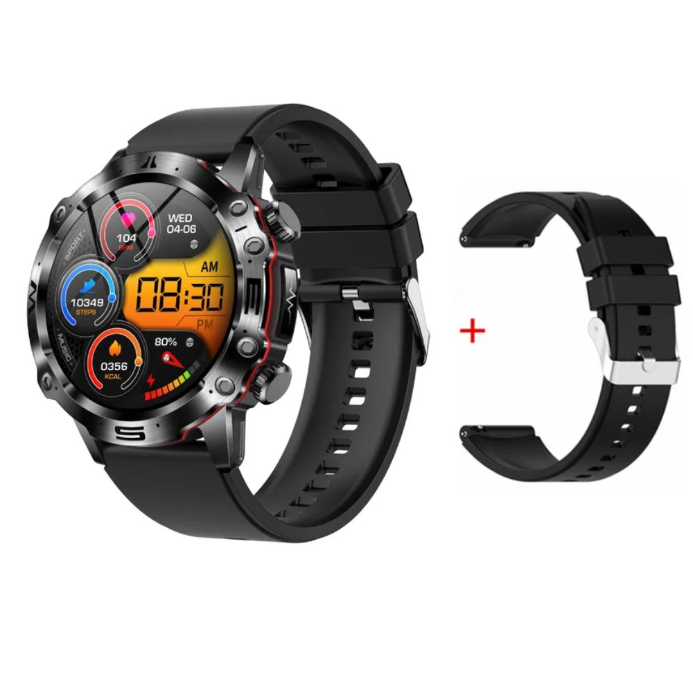 Smart Health Tracker with Glucose and ECG Measurement - HealthPro-Black + strap-Nora Luxe