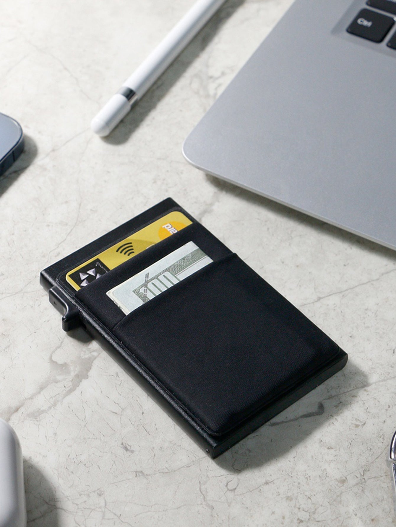 SMART RFID CREDIT CARD HOLDER - THIN MINI METAL WALLET FOR MEN-Black-Nora Luxe