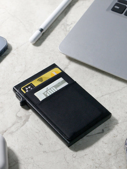 SMART RFID CREDIT CARD HOLDER - THIN MINI METAL WALLET FOR MEN-Black-Nora Luxe