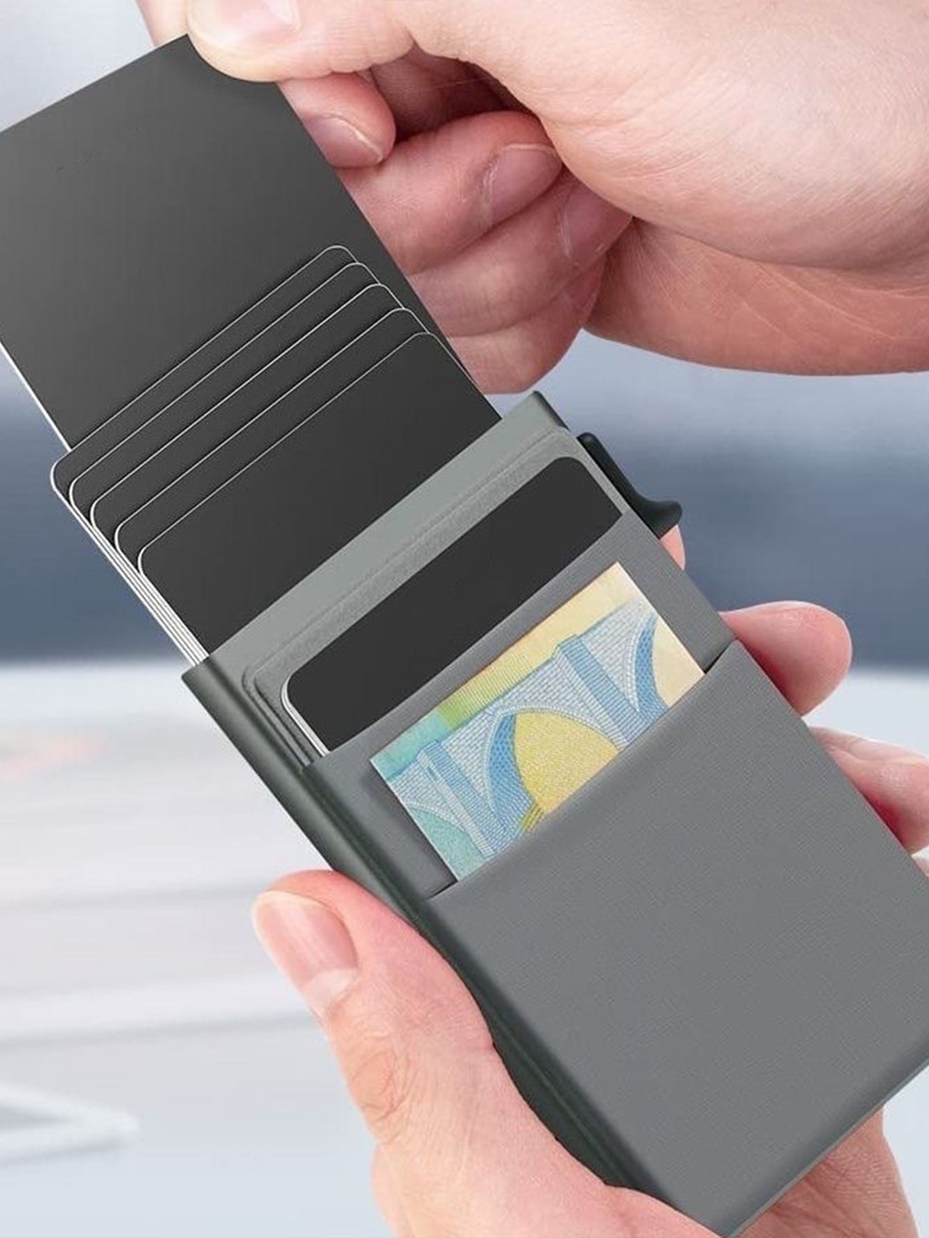 SMART RFID CREDIT CARD HOLDER - THIN MINI METAL WALLET FOR MEN-Black-Nora Luxe