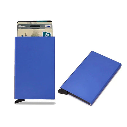 SMART RFID CREDIT CARD HOLDER - THIN MINI METAL WALLET FOR MEN-Style2 Blue-Nora Luxe