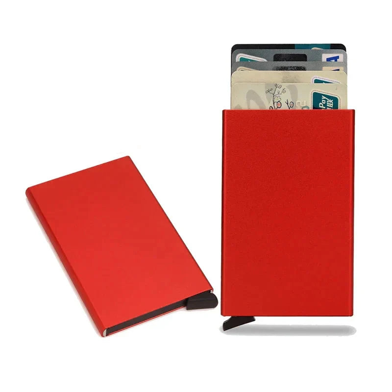 SMART RFID CREDIT CARD HOLDER - THIN MINI METAL WALLET FOR MEN-Style2 Red-Nora Luxe