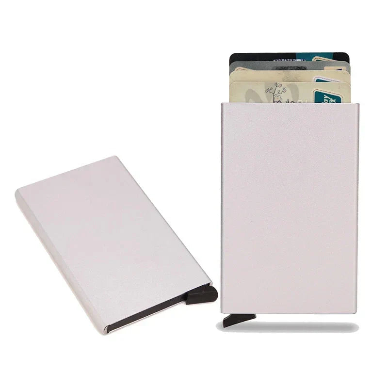 SMART RFID CREDIT CARD HOLDER - THIN MINI METAL WALLET FOR MEN-Style2 Silver-Nora Luxe