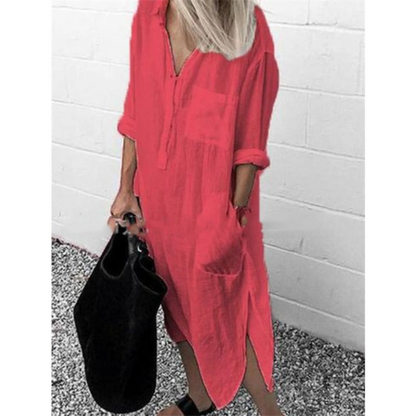 Smooth and Comfortable Long Summer Dress - Mila-Red-S-Nora Luxe