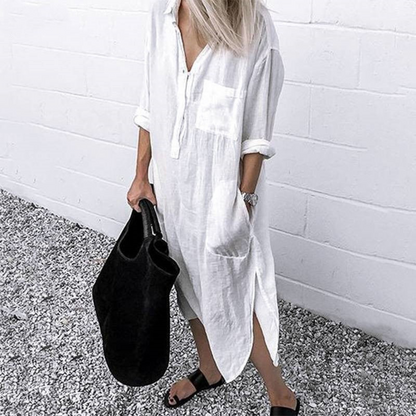 Smooth and Comfortable Long Summer Dress - Mila-White-S-Nora Luxe