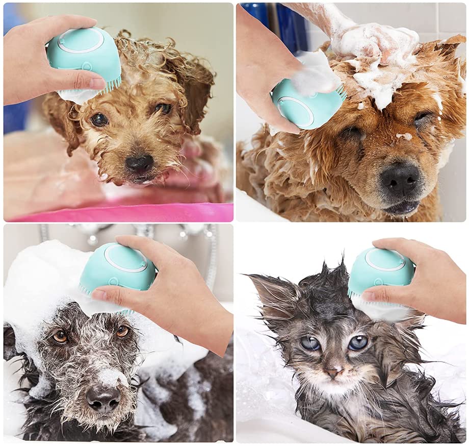 Soft Brush for Bathing & Grooming Pets-Blue-Nora Luxe