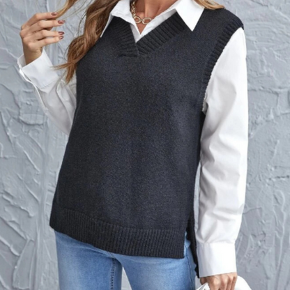 Cozy V Neck Knitted Vest for Women - Pexav