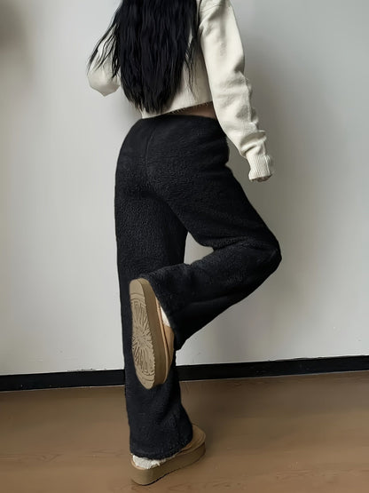 Soft Teddy Sherpa Lounge Pants for Ladies – Noémie-Beige-S-The Livary